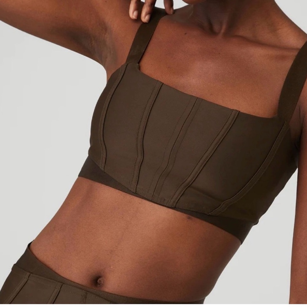ALO Yoga Espresso Corset Cropped Bra Top